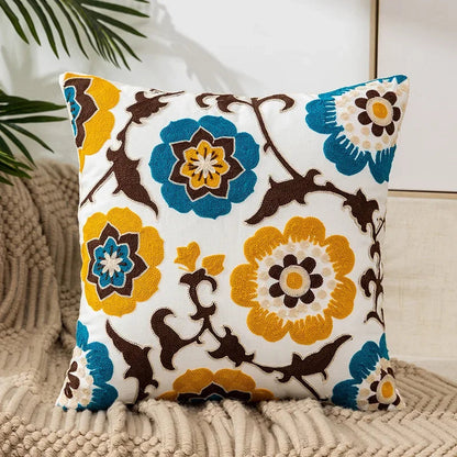 Housse de coussin charmante en coton à motif floral