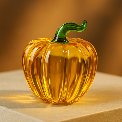 Yellow Glass Pumpkin Figurine