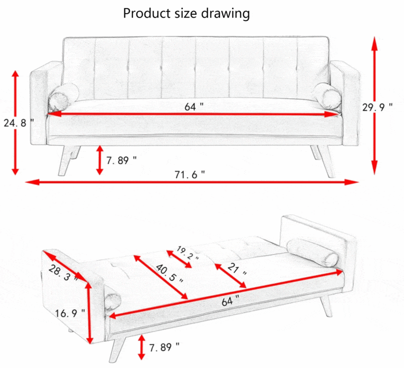 Chayton Velvet Convertible Futon Sofa