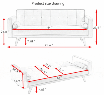 Chayton Velvet Convertible Futon Sofa