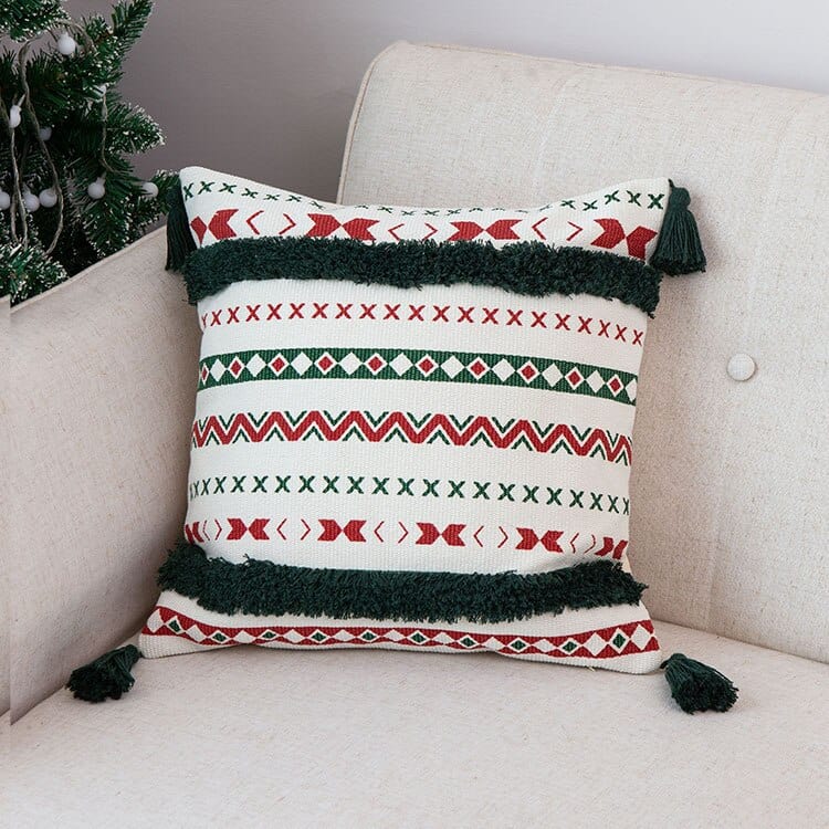 Christmas Frieze Embroidered Cushion Cover