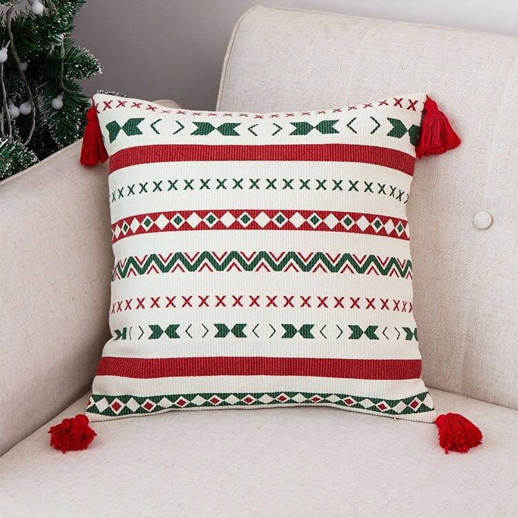 Christmas Frieze Embroidered Cushion Cover