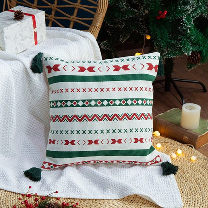 Christmas Frieze Embroidered Cushion Cover