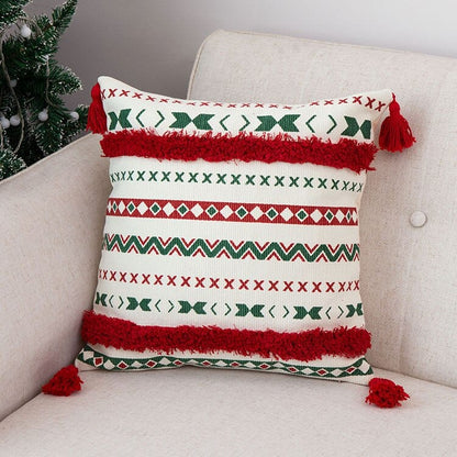 Christmas Frieze Embroidered Cushion Cover