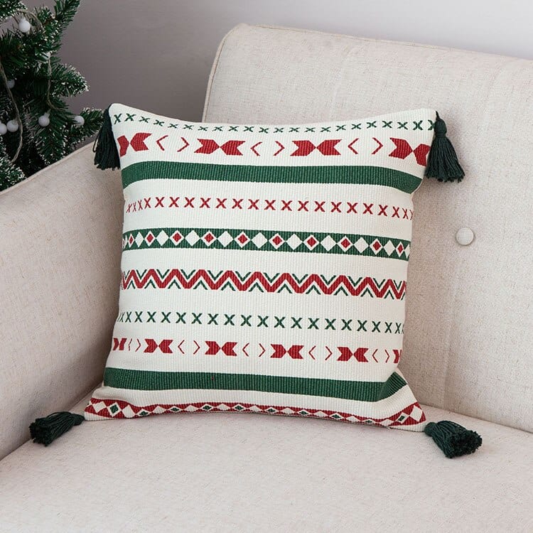 Christmas Frieze Embroidered Cushion Cover