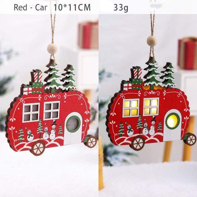 Christmas Wood Hanging Pendant LED Light