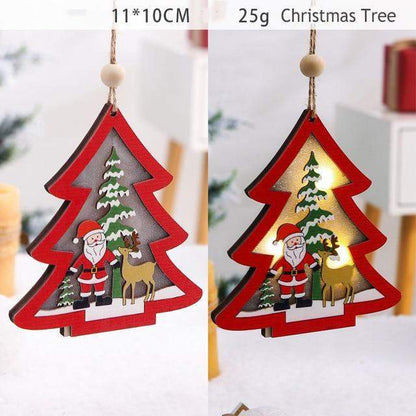 Christmas Wood Hanging Pendant LED Light