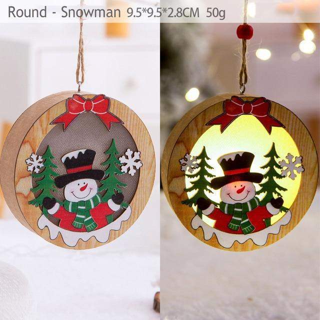 Christmas Wood Hanging Pendant LED Light