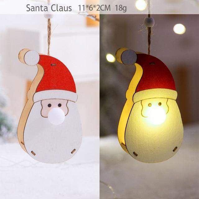 Christmas Wood Hanging Pendant LED Light