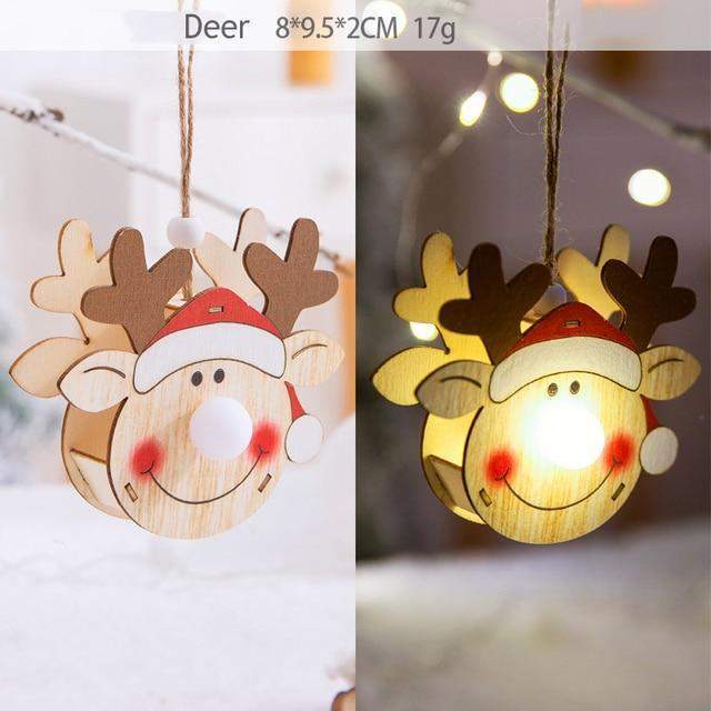 Christmas Wood Hanging Pendant LED Light