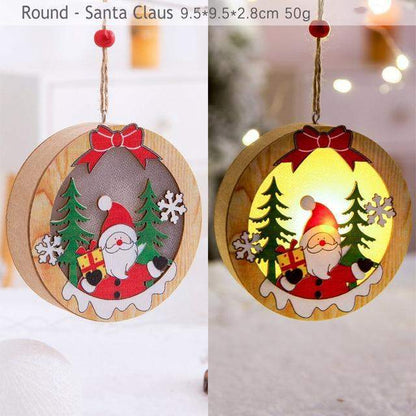 Christmas Wood Hanging Pendant LED Light