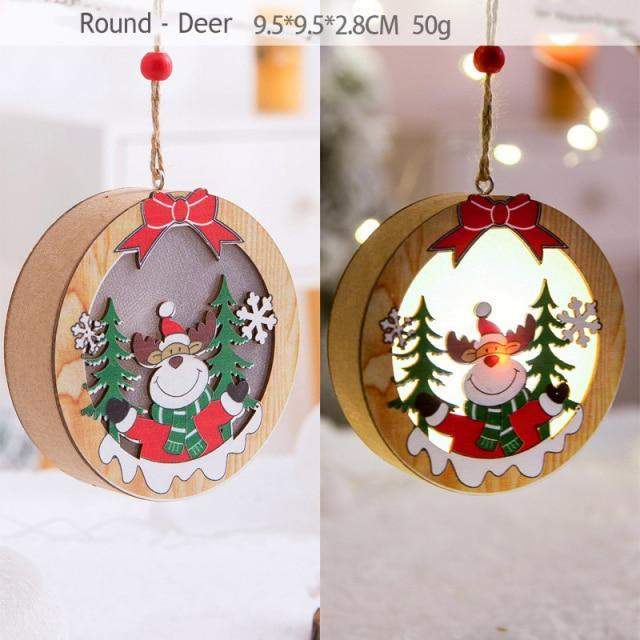 Christmas Wood Hanging Pendant LED Light