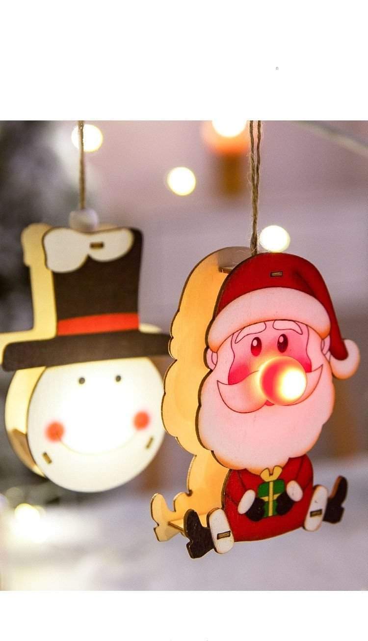 Christmas Wood Hanging Pendant LED Light