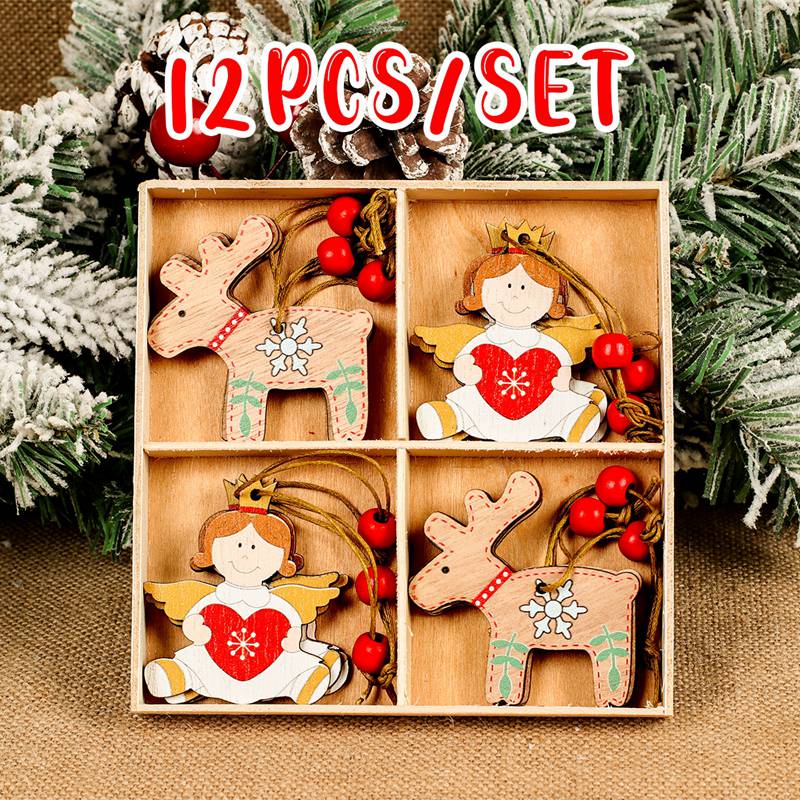 Christmas Wooden Tree Decor Set