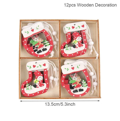 Christmas Wooden Tree Decor Set