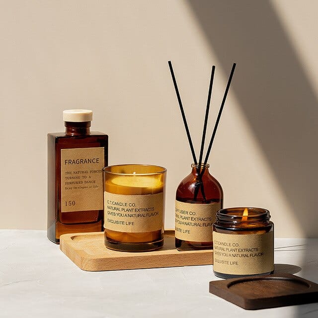 Classic Brown Reed Diffuser & Scented Candle Gift Set