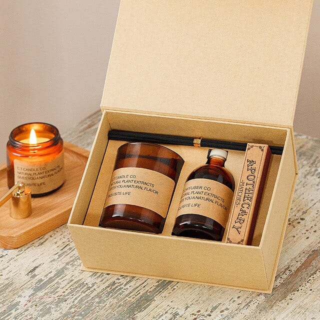 Classic Brown Reed Diffuser & Scented Candle Gift Set