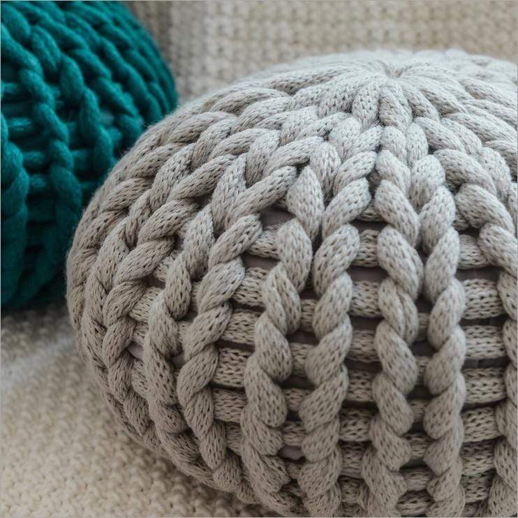 Colorful Hand-knit Floor Ottoman