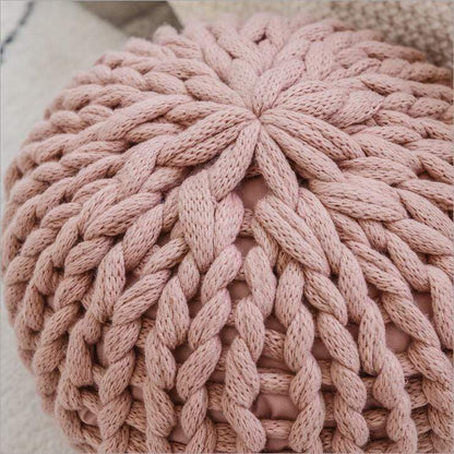 Colorful Hand-knit Floor Ottoman