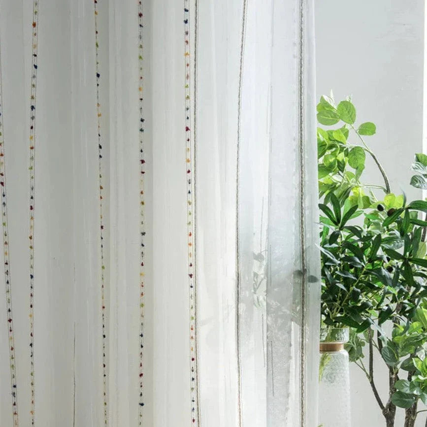 Colorful Stereoscopic Embroidered Sheer Curtain