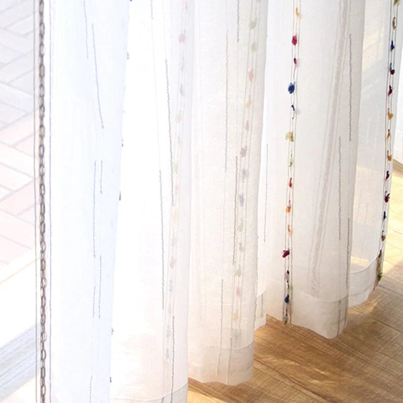 Colorful Stereoscopic Embroidered Sheer Curtain