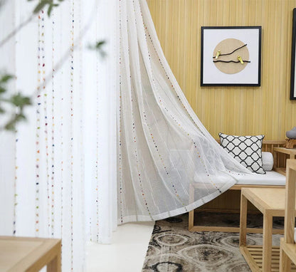 Colorful Stereoscopic Embroidered Sheer Curtain