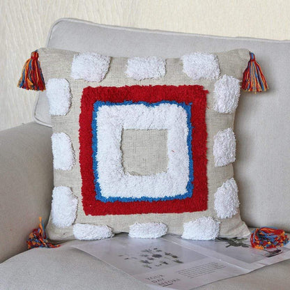 Colorful Tasseled Embroidery Pillow Case