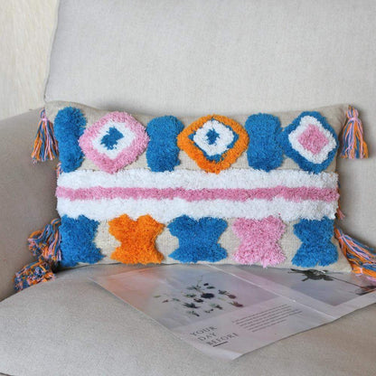 Colorful Tasseled Embroidery Pillow Case