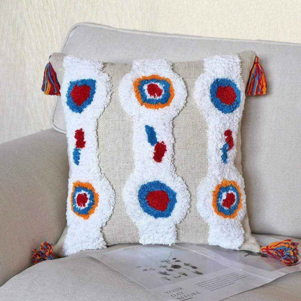Colorful Tasseled Embroidery Pillow Case