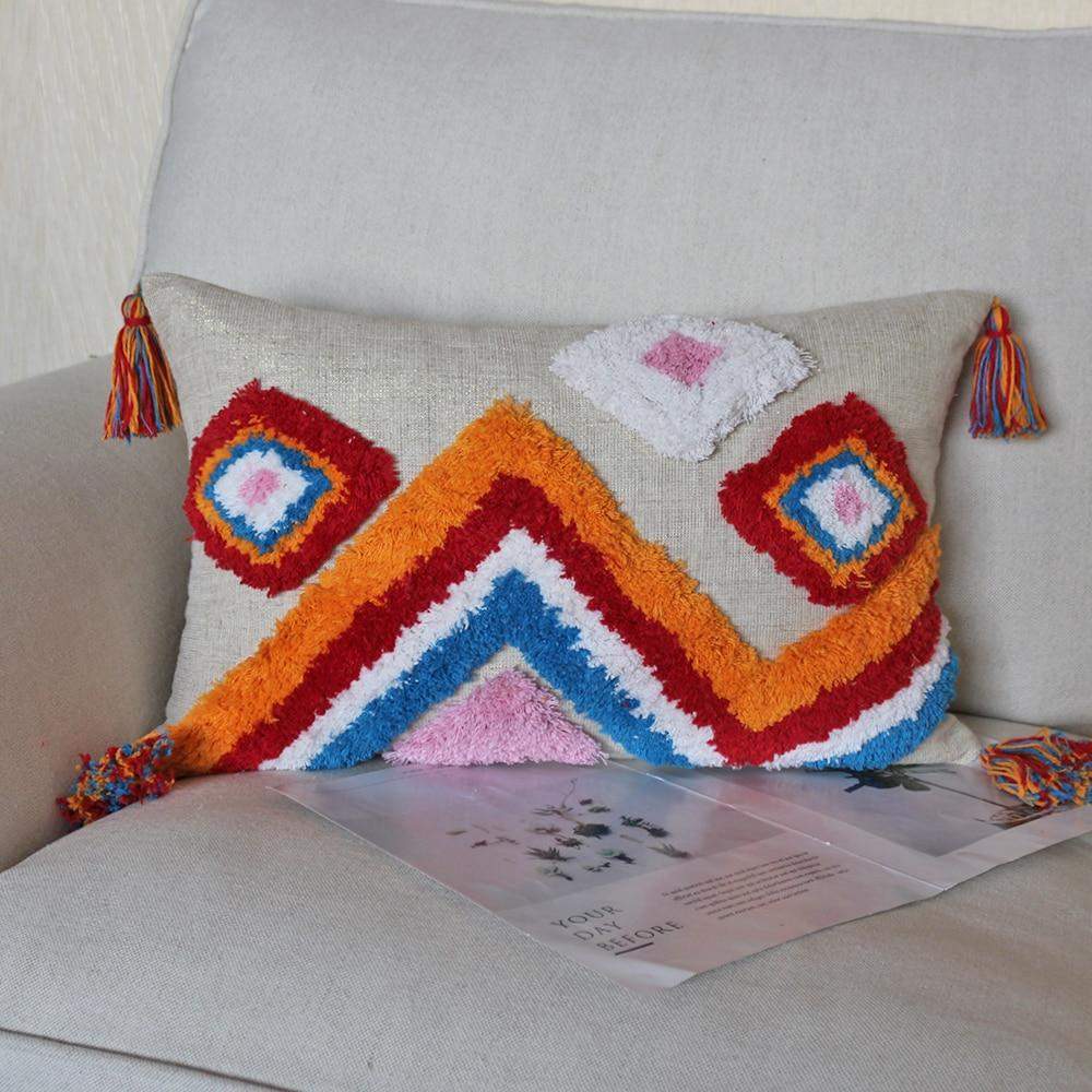 Colorful Tasseled Embroidery Pillow Case