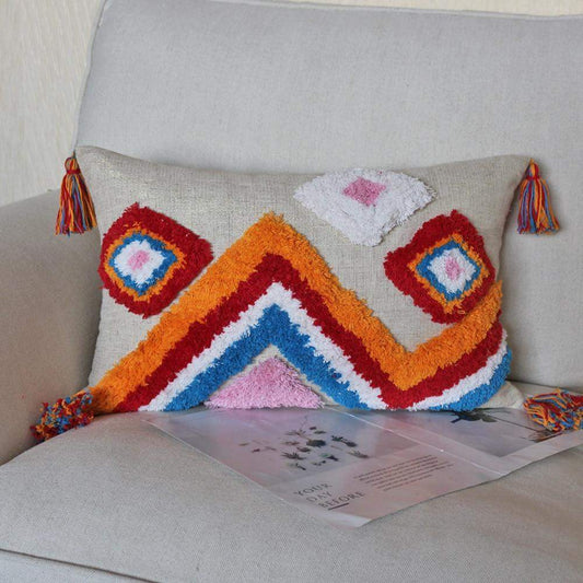 Colorful Tasseled Embroidery Pillow Case