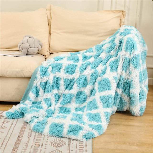 Coral Fleece Fluffy Stripes Blanket Blankets & Throws