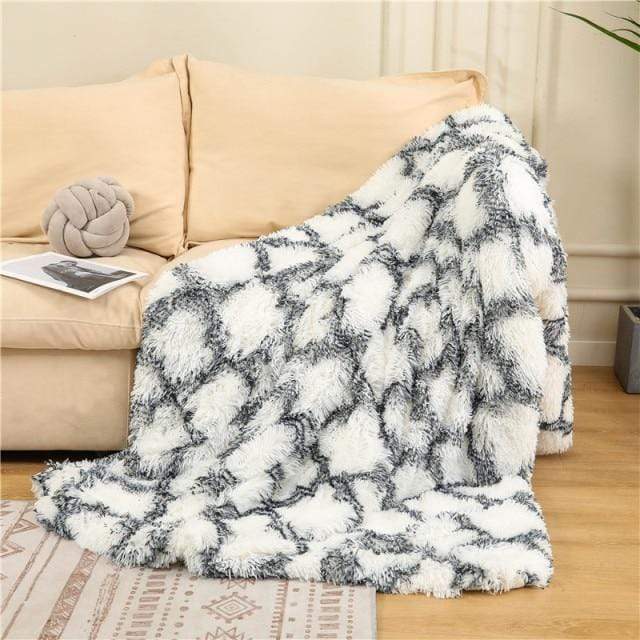 Coral Fleece Fluffy Stripes Blanket Blankets & Throws