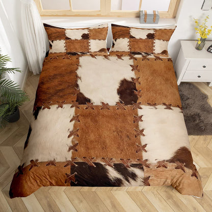 Cowhide Patchwork Bedding Set