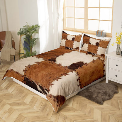 Cowhide Patchwork Bedding Set