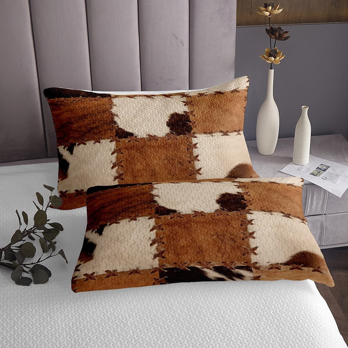 Cowhide Patchwork Bedding Set