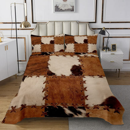 Cowhide Patchwork Bedding Set