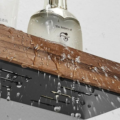 Étagère de salle de bain confortable en bois massif