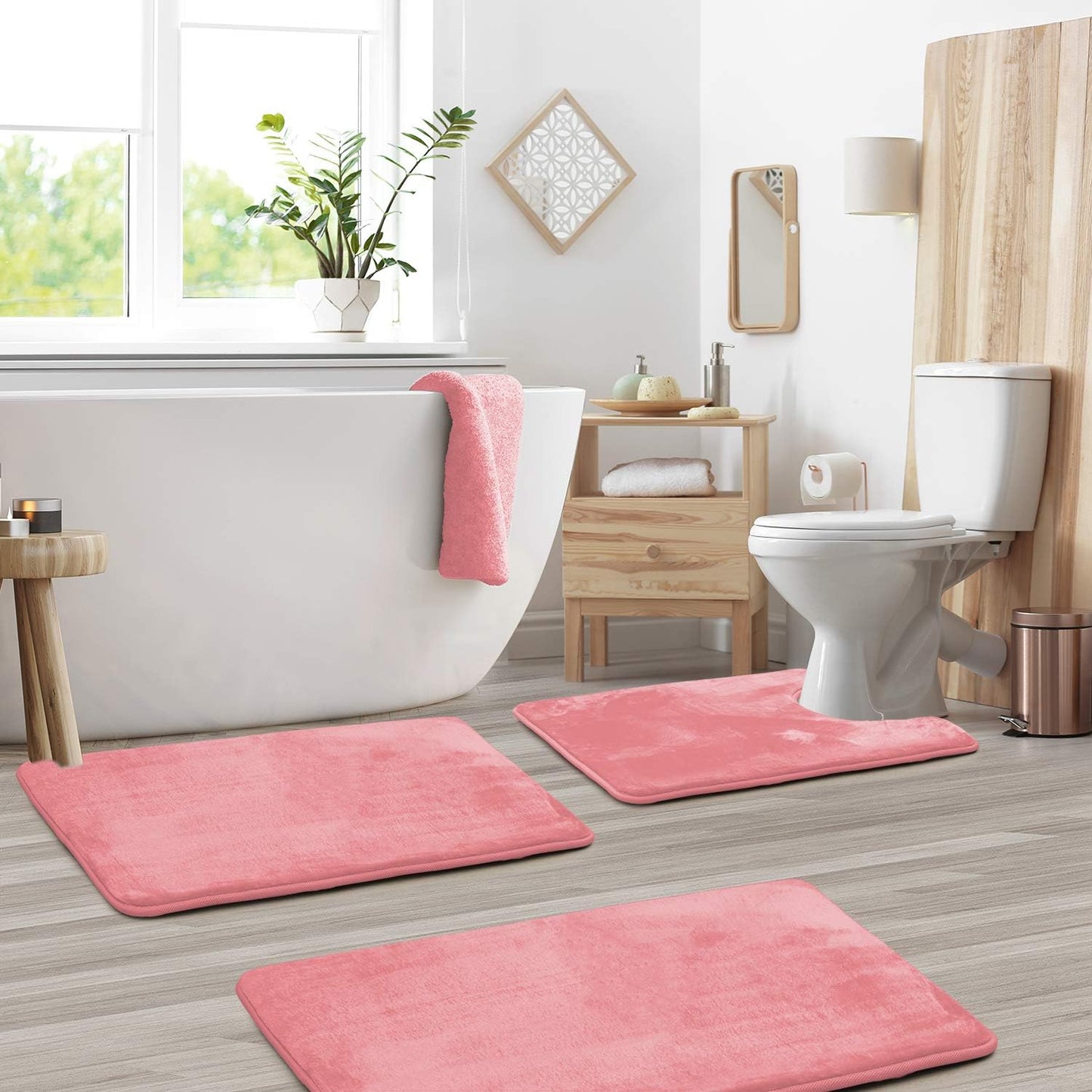 Velvet Non-Slip Bath Mats Set