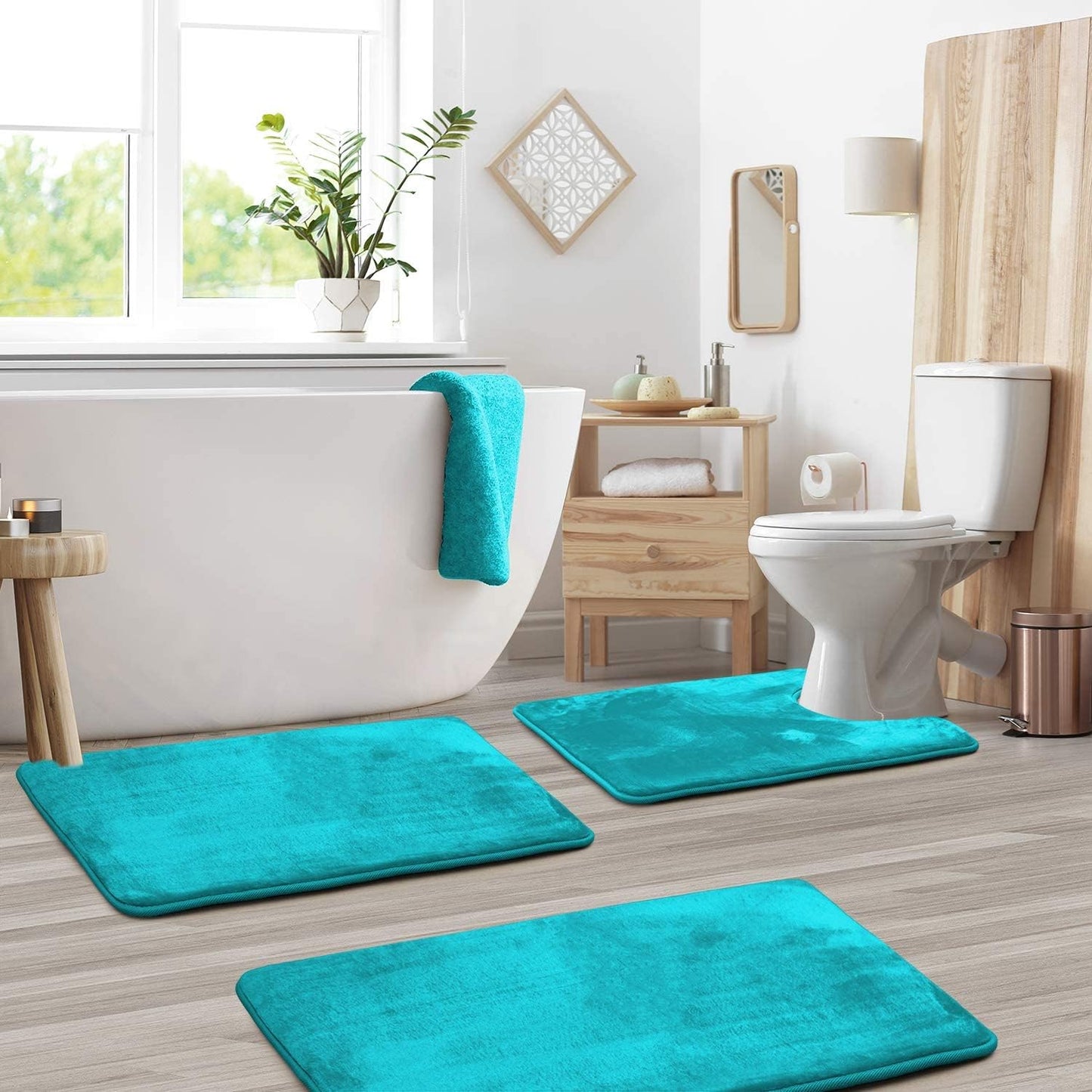 Velvet Non-Slip Bath Mats Set