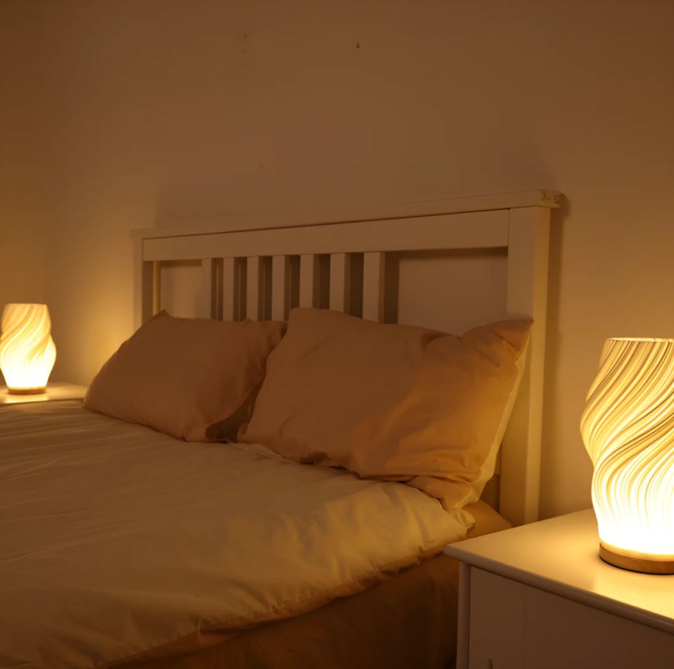 Cozy Wooden Wave Table Lamp