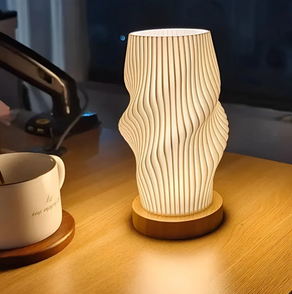 Cozy Wooden Wave Table Lamp