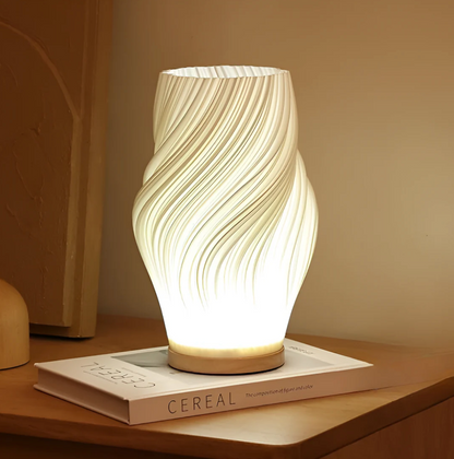 Cozy Wooden Wave Table Lamp