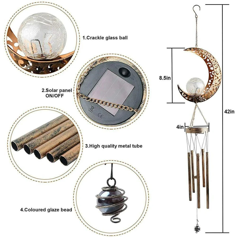 Creasent Moon Solar Wind Chimes