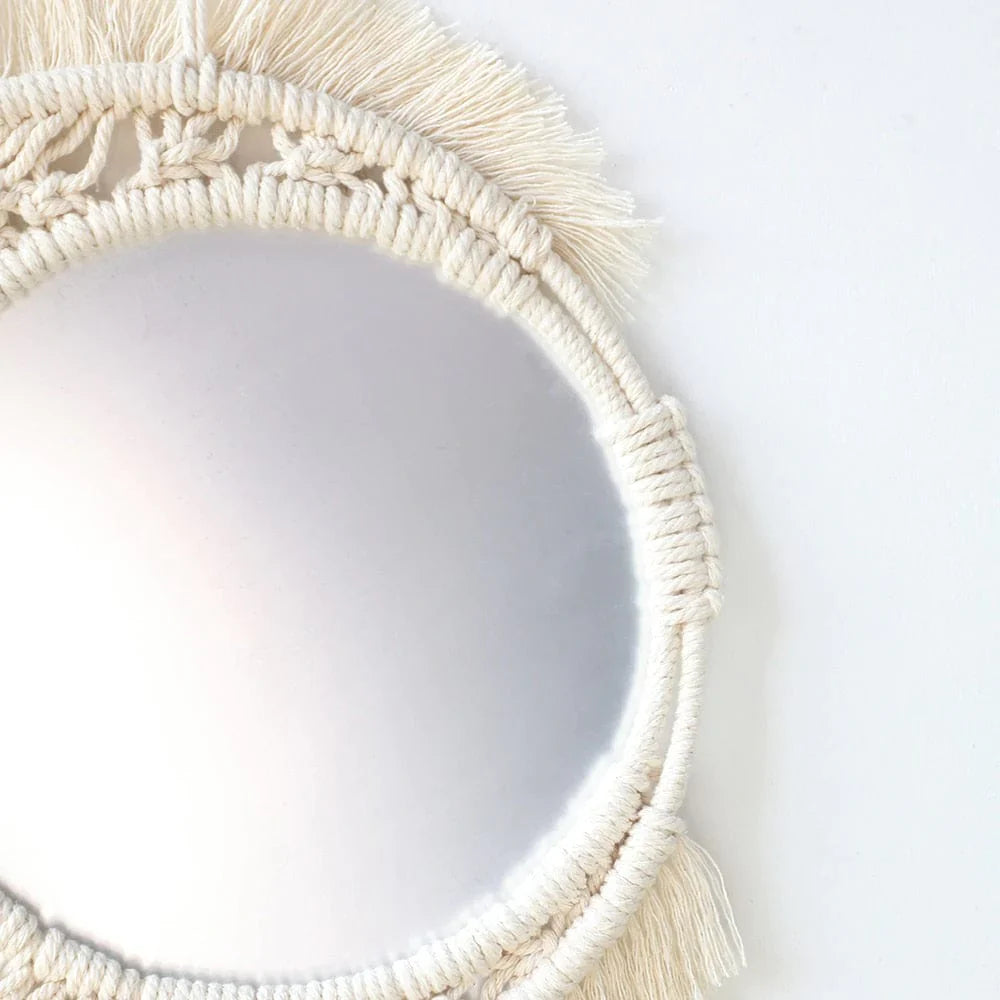 Crescent Moon Macrame Mirror