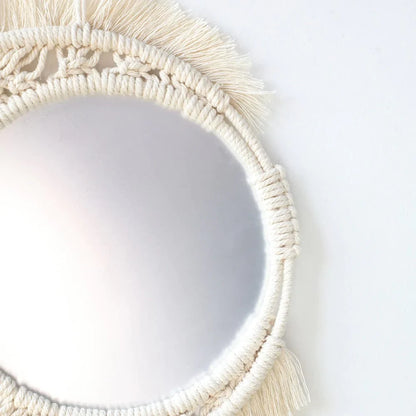 Crescent Moon Macrame Mirror