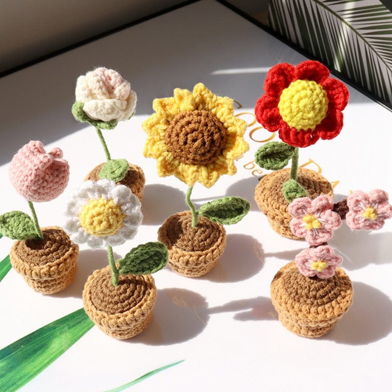 Crochet Knit Potted Flowers