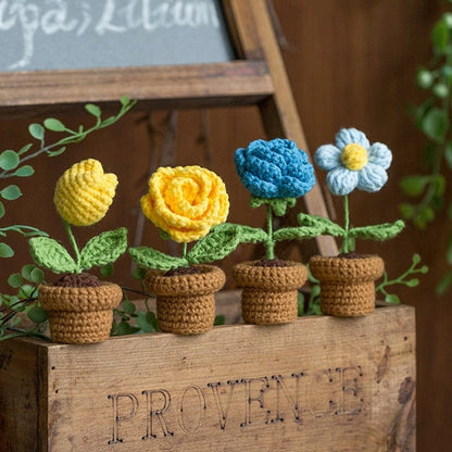 Crochet Knit Potted Flowers