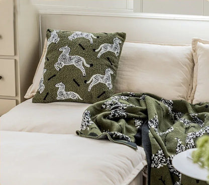 Zebra Embroidery Sofa Pillowcase