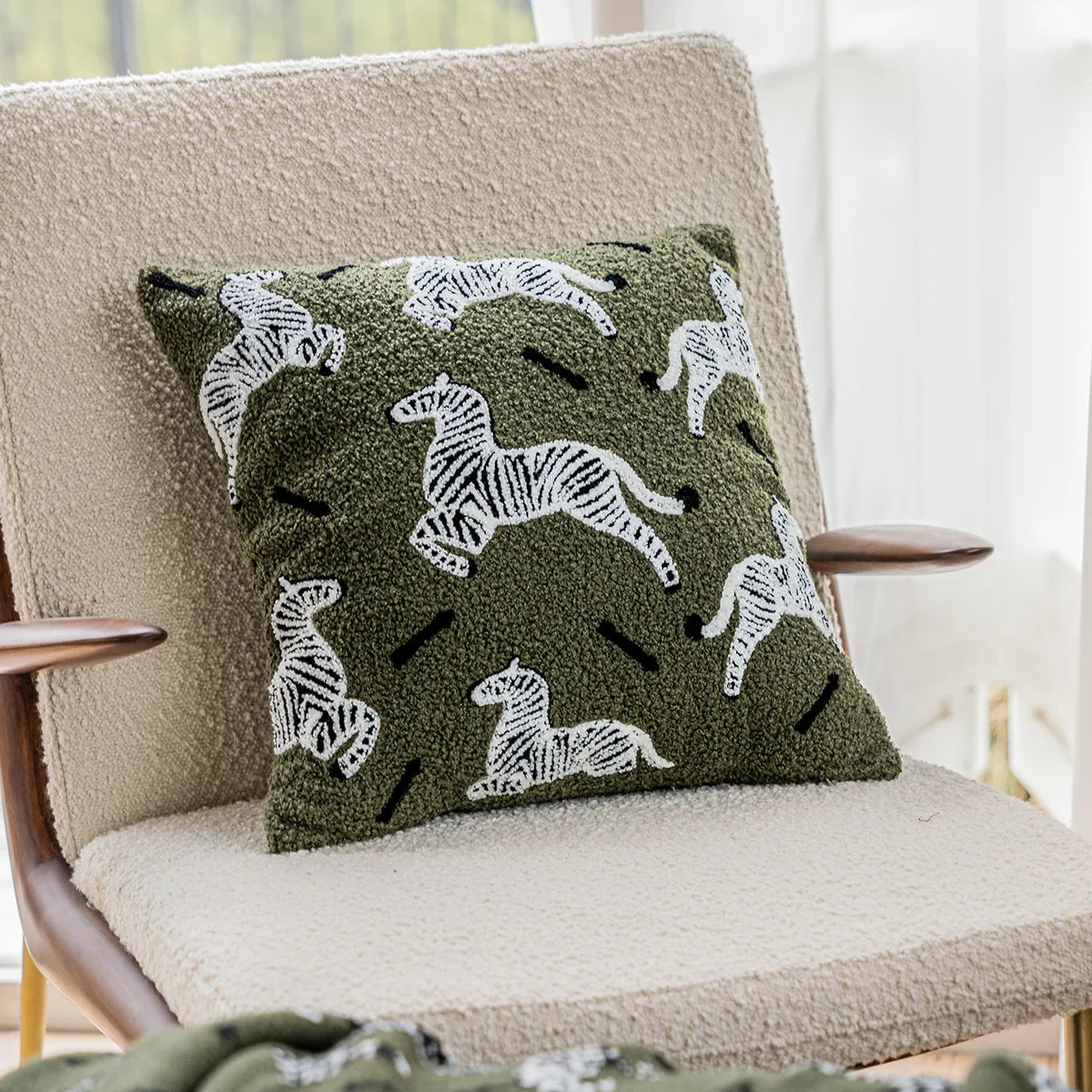 Zebra Embroidery Sofa Pillowcase